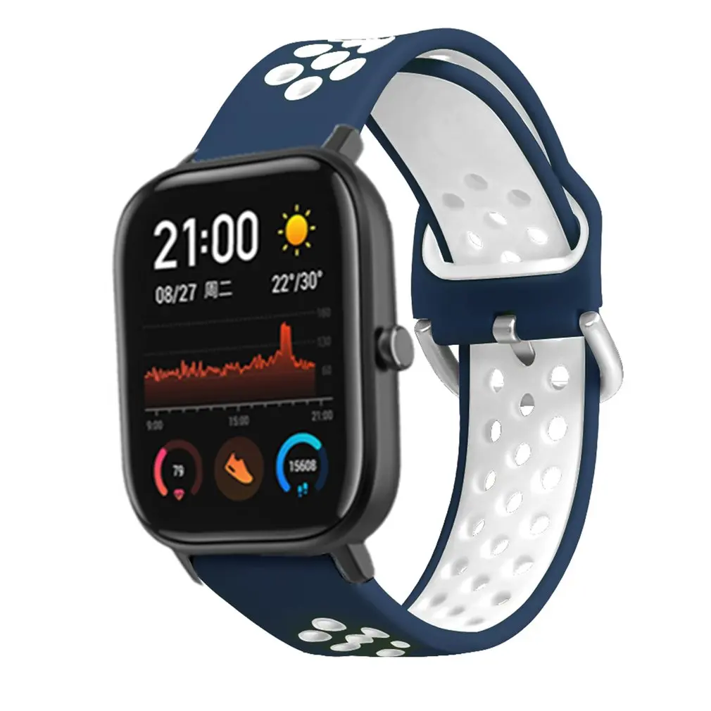 Ремешок для часов Huami Amazfit GTS 20 мм ремешок для часов Силиконовый сменный ремешок на запястье ремешок 2 цвета с отверстиями ремешок для часов