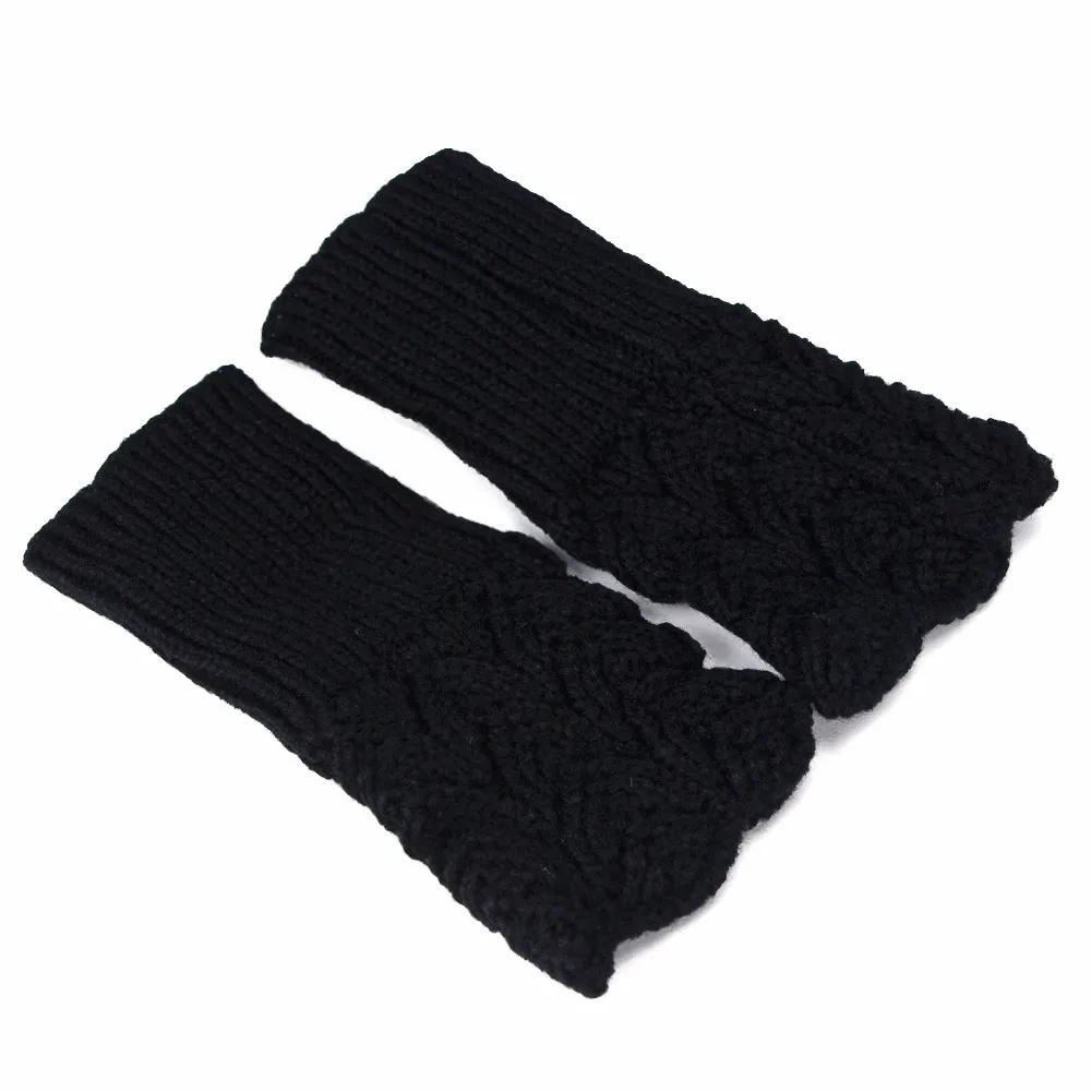 Женские теплые зимние короткие вязанные перчатки без пальцев женские перчатки одноцветные перчатки на Рождество 10,9