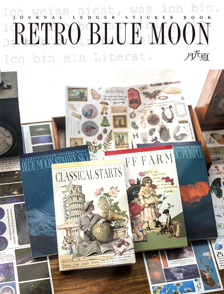Dimi 50Sheets Retro Blue moon Seriers Magazine Sticker Book Decor Scrapbooking DIY Journal Washi Paper Creative Vintage Memo Pad Dimi 50Sheets Retro Blue moon Seriers Magazine Sticker Book Decor Scrapbooking DIY Journal Washi Paper Creative Vintage Memo Pad