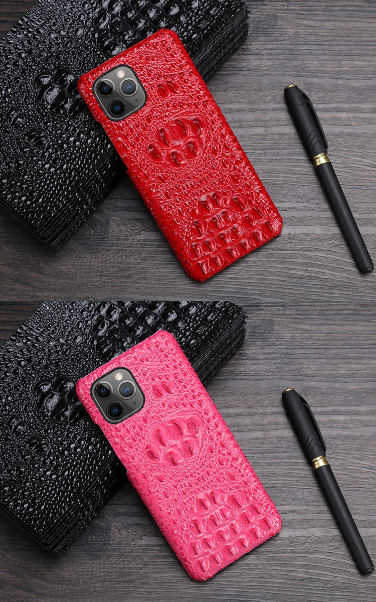 rhinoshield case Genuine Leather Phone Case For IPhone 12 Mini 11 Pro Crocodile Head Texture For Apple X 11 Max XR 6 6S 7 8 Plus SE 2020 Cover otterbox commuter