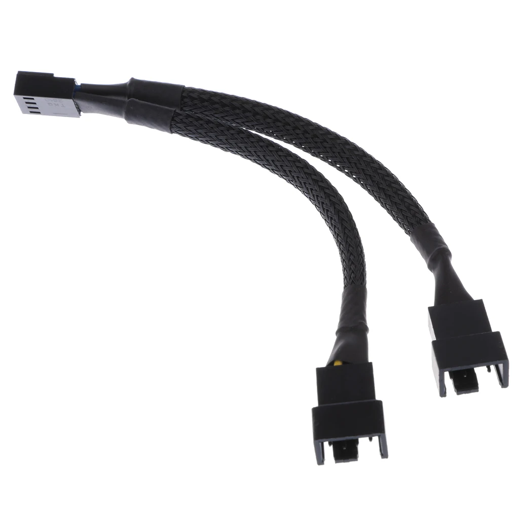15cm 4 pin Y Splitter Computer PC Fan Power Cable 1 to 2 Wire Black Sleeved