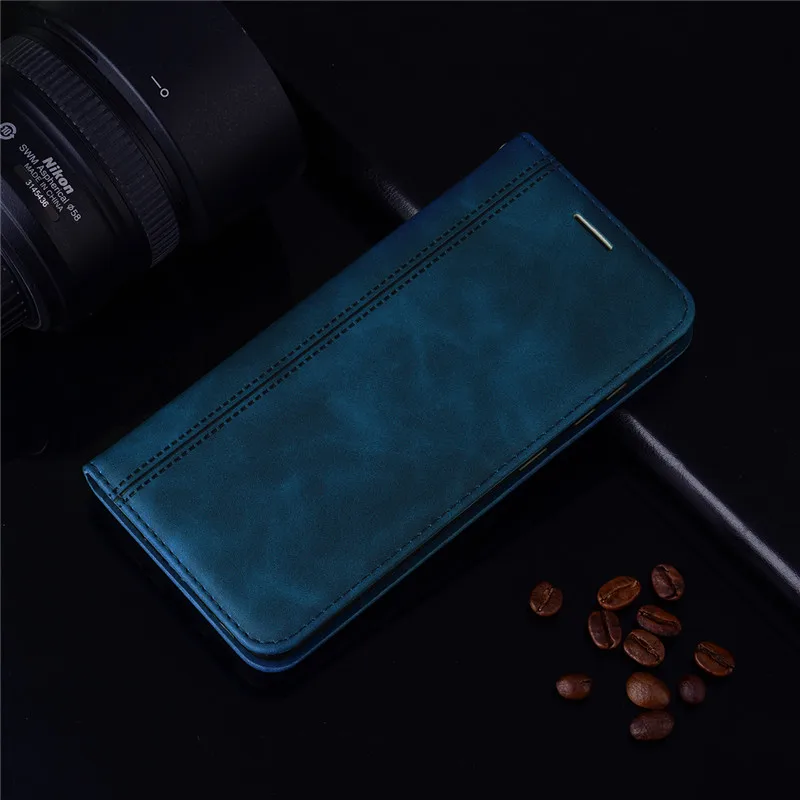 Leather Wallet Flip Case with Card Holder and Magnetic Closure