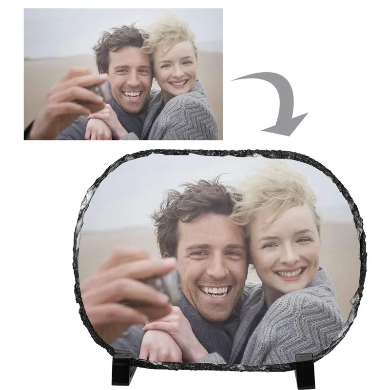 

Personalized custom oval slate photo frame add your photo text image wedding decoration photo frame desktop decoration