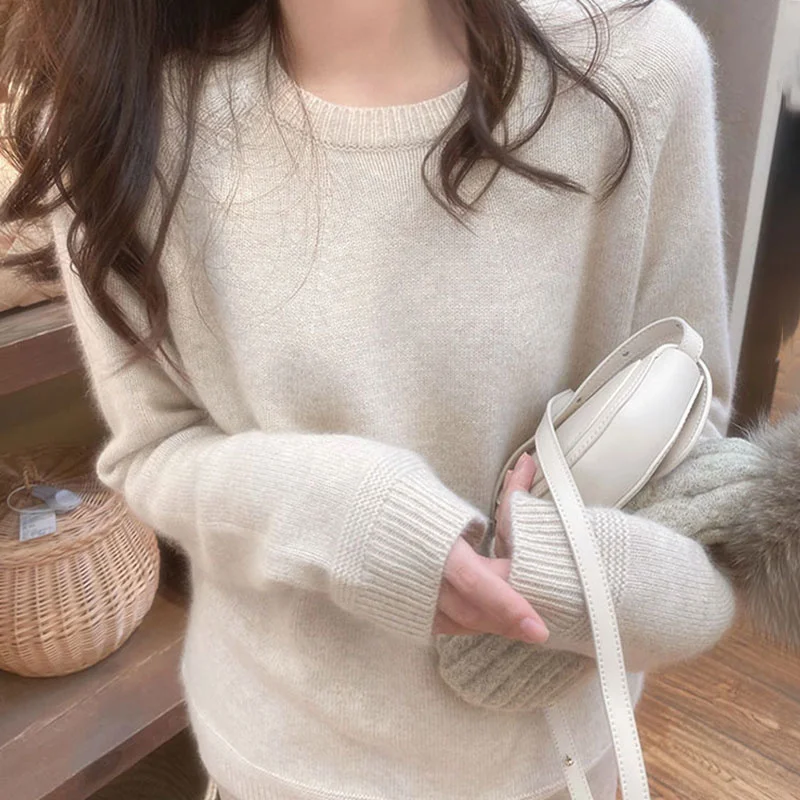 

Sweater lazy advanced sense Pullover long sleeve top loose round neck 2021 new sweater women's autumn and winter