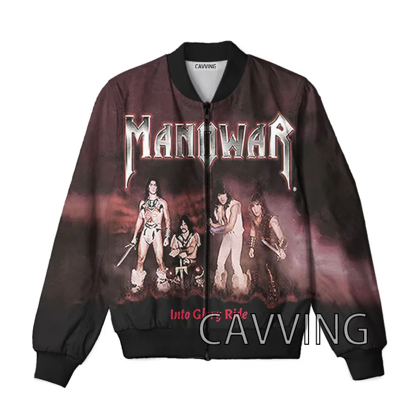 New Fashion Women/Men's 3D Print  Manowar Band Zipper Bomber Jackets Men Overcoat Mens Coat Zip Up Jackets 2