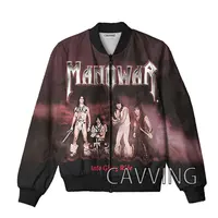 New Fashion Women/Men's 3D Print  Manowar Band Zipper Bomber Jackets Men Overcoat Mens Coat Zip Up Jackets 2