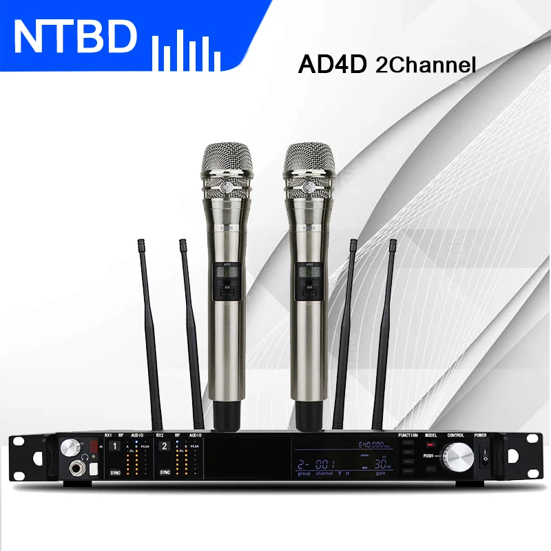 NTBD сценическое представление дома KTV поет говорить AD4D UHF профессиональный двойной беспроводной микрофон истинное разнообразие динамический высокое качество