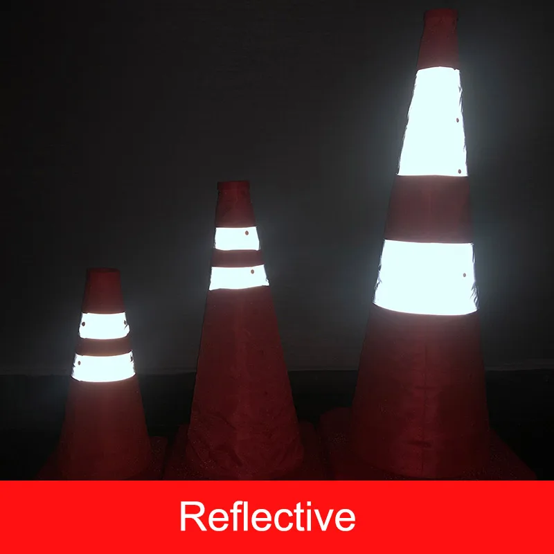 45cm Height Collapsible Traffic Cones Multi Purpose Pop up Reflective Safety Cone Soft Material Foldable Road Cone