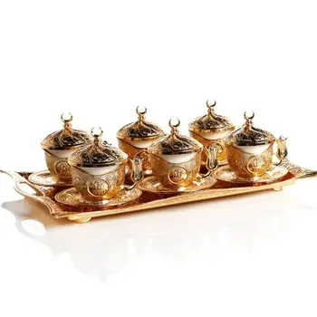 

Gold Colour Turkish Coffee Cup Set With Tray