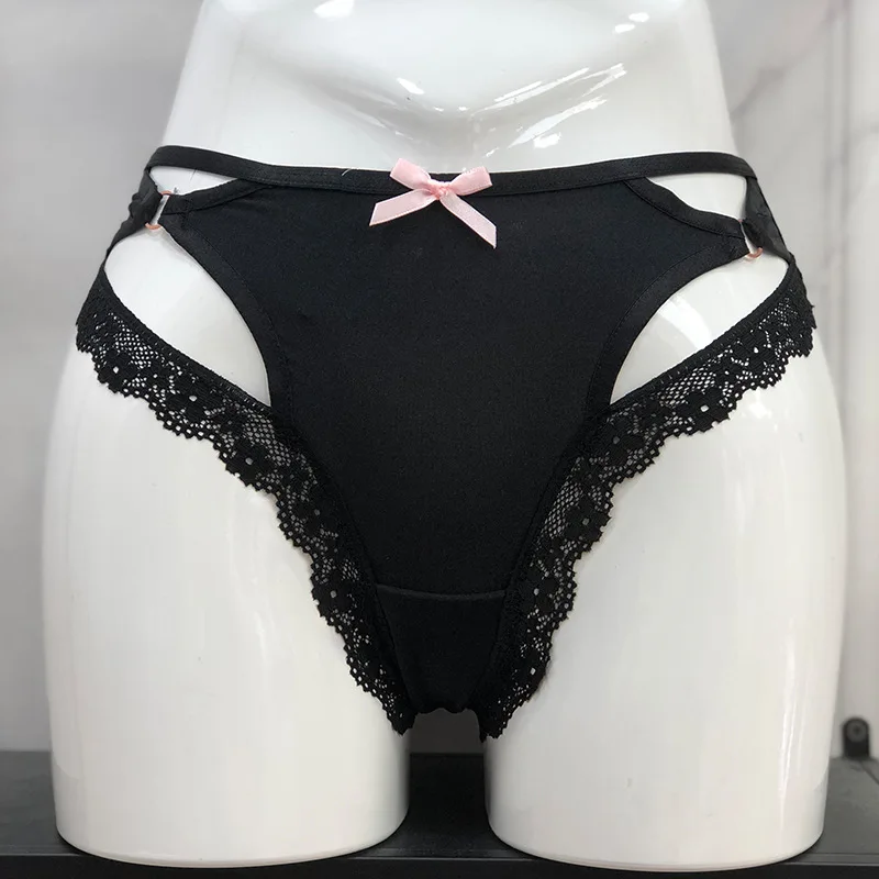 PROD 1005001678453157 Women s Underwear Lace Cut Out Sexy Thongs T-
Pants Bow with Ribbon Nylon Fabric Panties Low-rise Lingerie 269