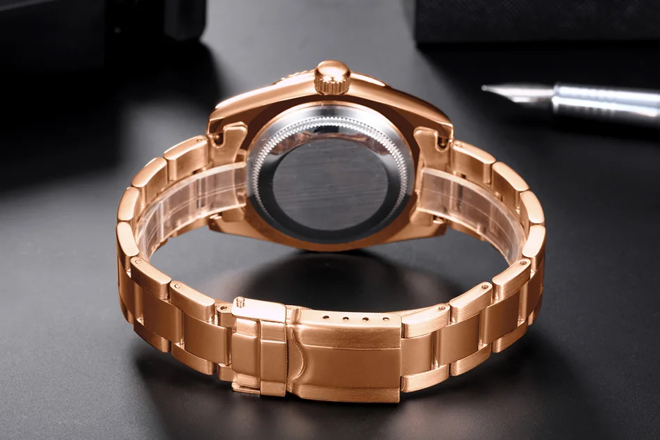 Cinturino meccanico automatico a carica automatica in acciaio inossidabile oro rosa argento blu data lusso cielo 40 mm da uomo_voghion.com