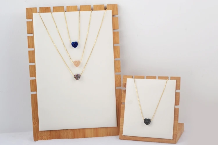 BOROSA, 5 шт., модное, Радужное, в форме сердца, титана, натуральный Druzy, подвеска, 16,5~ 17 дюймов, цепочка, регулируемое ожерелье для женщин G1889