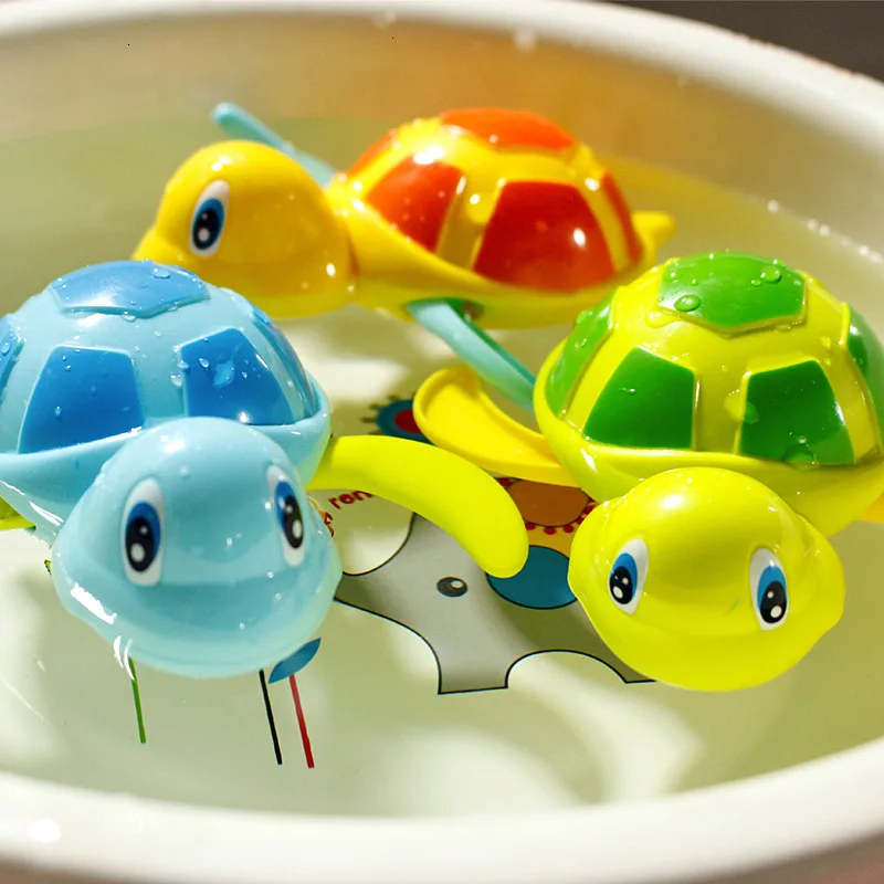 Cartoon Cute Tortoise Baby Water Bath Toys Classic Kids Infant Bathroom Mini Colorful Soft Floating Animals Figure Clockwork Toy 2