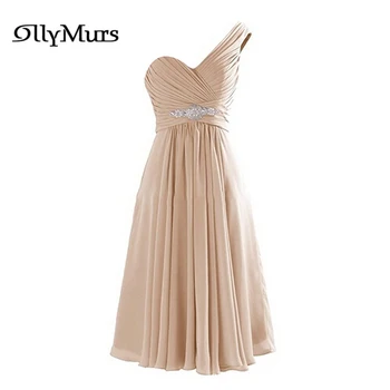 

Sexy One Shoulder Bridesmaid Dress LR985 Elegant Chiffon Bridesmaid Dresses Sleeveless Plus Size Women Party Gowns 2020