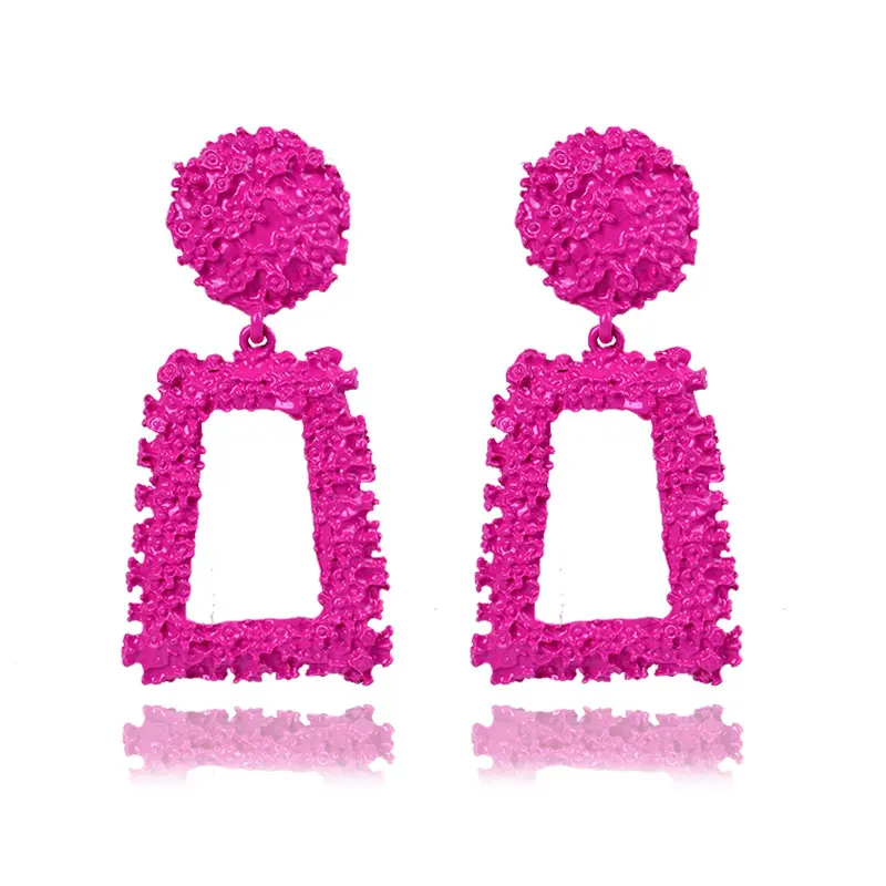 pink Массивные серьги для женщин, модные винтажные металлические большие длинные женские Висячие серьги,, ювелирные изделия, серьги Za - Окраска металла: pink