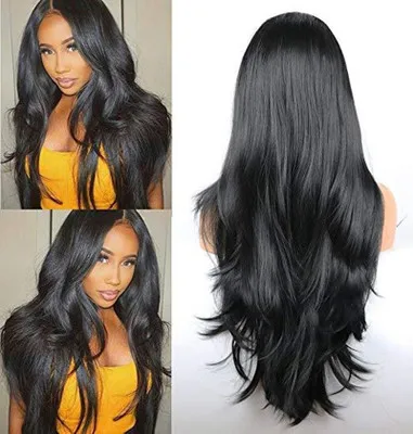 

26"Synthetic Lace Front Wig Long for Women Density Front Wig Pre Plucked Natural Wig a soft Long wig headgear Makeup