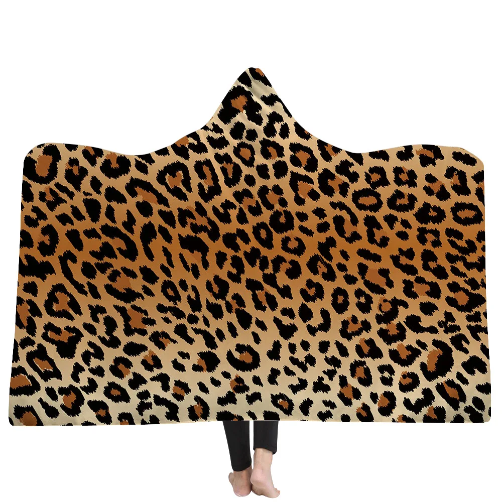 

Animal skin pattern Microfiber Hooded Blanket for Adults Sherpa Fleece Woman Throw Blanket 130*150cm 150*200cm