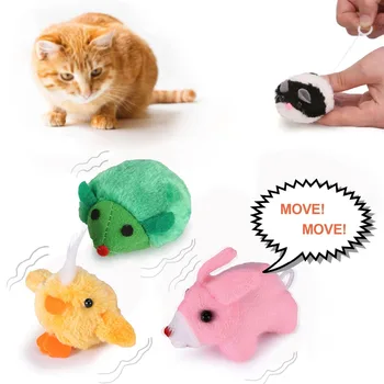 

4 Pieces Mice&Animal Toys Bin Interactive Cat Plush Toy Set Pet Movable Exercisers Play Ducks Hedgehogs Kitty Toy Pet Supplies