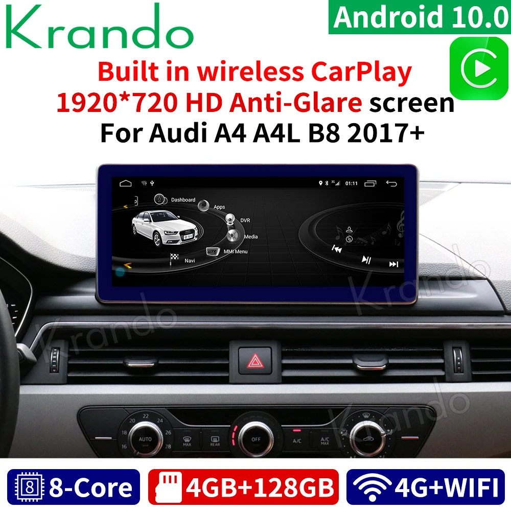 Автомагнитола Krando мультимедийный проигрыватель на Android 10 0 4 + 64 ГБ 25 дюйма для Audi A4