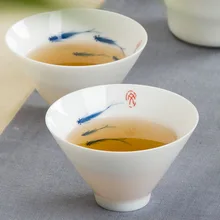 70 мл Цзиндэчжэнь ручная роспись рыбный узор чайная чашка чайный фарфор для церемонии чайная посуда винтажная посуда для напитков мастер кружка для Пуэра Мини Чаша