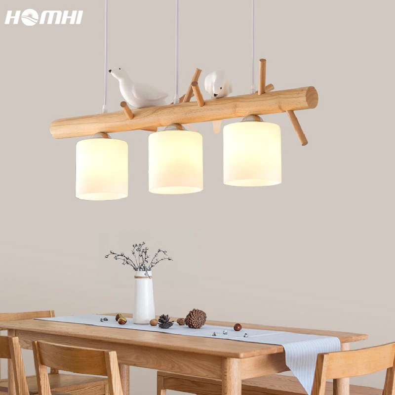 Homhi Bird Japanese lustres para sala de jantar decoration salon Home indoor lighting Wood nordic design suspension HCL-022 | Лампы и