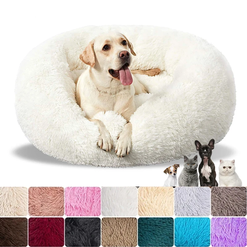 Super Soft Round Bed Dogs Fluffy Dog Cushion Size Dog Beds Large