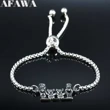 Семейный Браслет из нержавеющей стали для папы, мамы, двух девушек, женский серебряный браслет-цепочка, ювелирные изделия, acero inoxidable joyeria mujer B18595