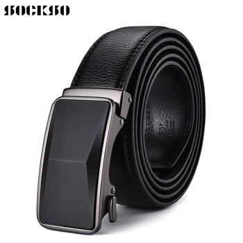 

Cowhide Belt Automatic Buckle 2019 Business Male Men's Belts Fashion new style Belts For Men Ratchet Leather High Quality PK1413