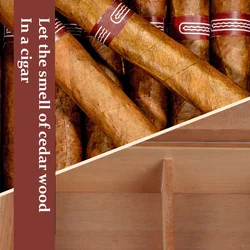 Cedar Solid Wood Cigar Storage Case Moisturizing Cigar Storage Case with Built-in Humidifier Thermometer Classic Gift for Men Cedar Solid Wood Cigar Storage Case Moisturizing Cigar Storage Case with Built-in Humidifier Thermometer Classic Gift for Men