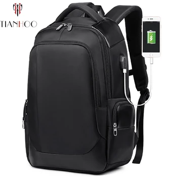 

TIANHOO High quality Casual Oxford USB Charging men Backpack Male Waterproof Laptop Men Travel Anti theft Backpacks