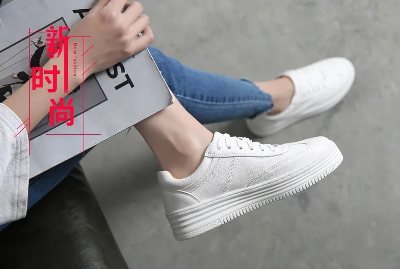 

New spring festival fashion small white shoe Comfortable lace up large size heighten women's shoes breathable casual shoe LSTY01
