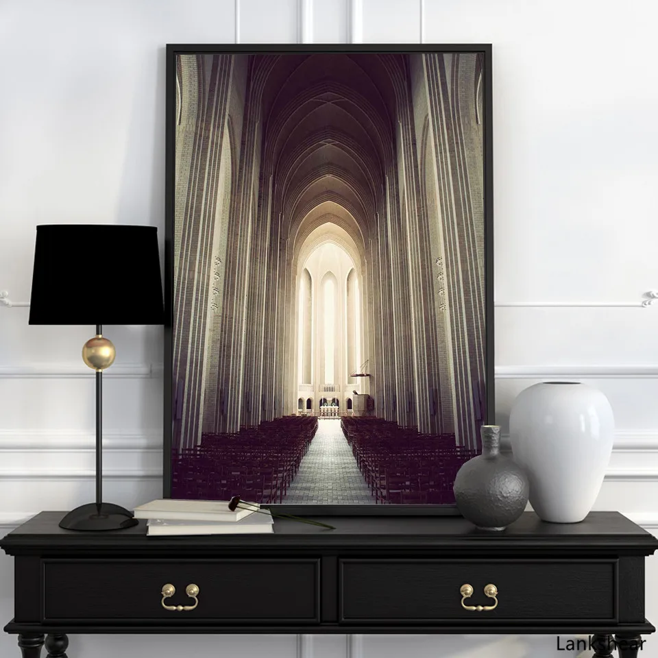 

Wall Art Nordic Church Aisle Abstract Architecture Modern Posters and Prints Canvas Painting for Living Room Salon Home Decor