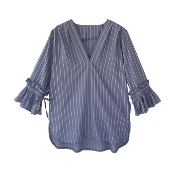 

Women Blouse fashion Loose V-Neck Casual Women Solid Color Blouses Top Autumn Women Loose Blouse Ladies Work Top
