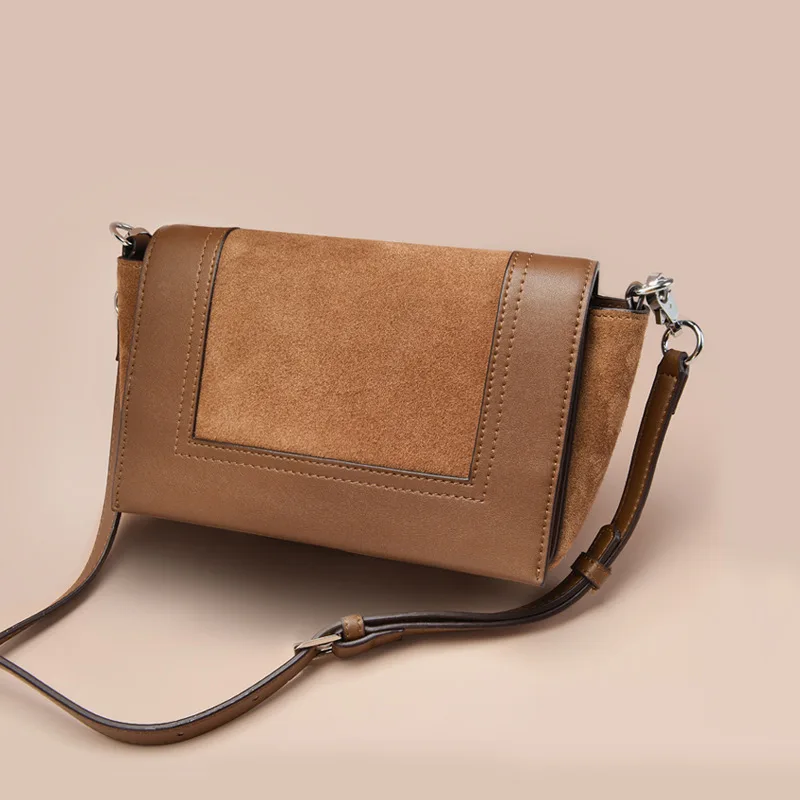 

Genuine Leather Women Shoulder Bag Retro Patchwork Flap Drop Shipping High Quality Social Fashion Bag Famous Designer Chamois