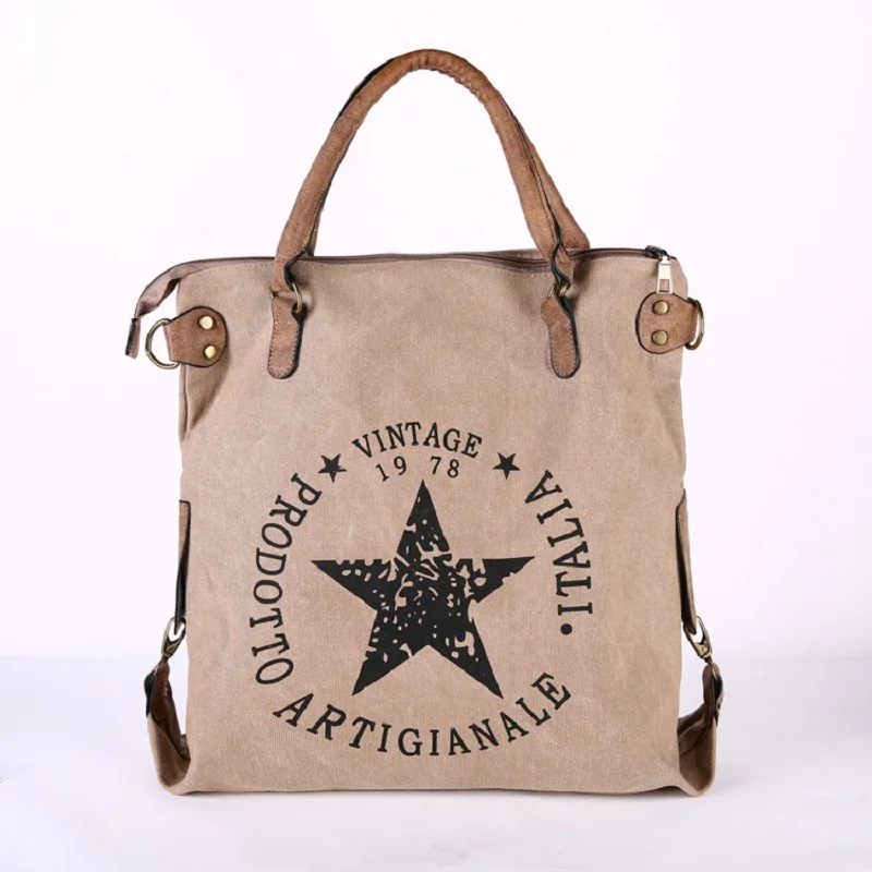 

bags for women 2019New casual lady's bag, washed canvas printing five-pointed star series, single shoulder bag, cross-body bag