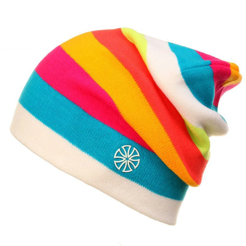 Outdoor Snowboard Knit Hat Casual Striped Hat Headdress Ski Bicycle Clothing Accessories - Цвет: W