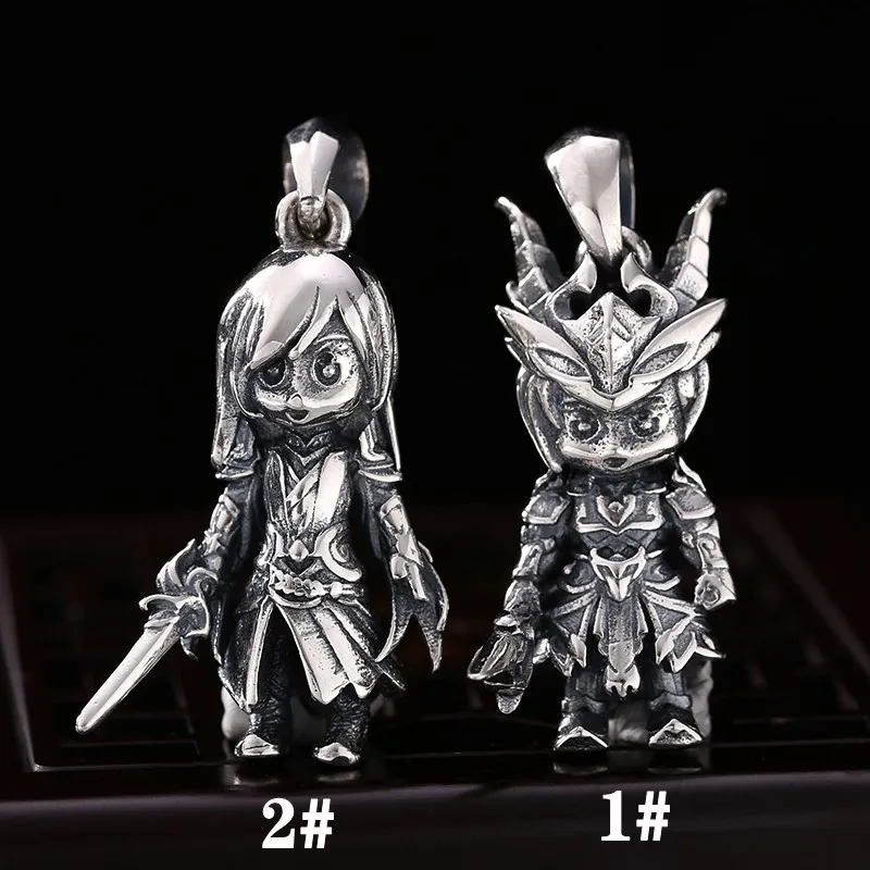 

BOCAI 2021 Trend s925 Silver Jewelry Personality Glory Warrio Pendant for Man and Woman Student Couple Pendant Cartoon Character