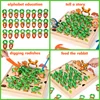 Children Pulling Carrot Language Learning Toys Montessori Game Wooden Box Farm Harvest Radishes Alphabet Early Educational Toys 4