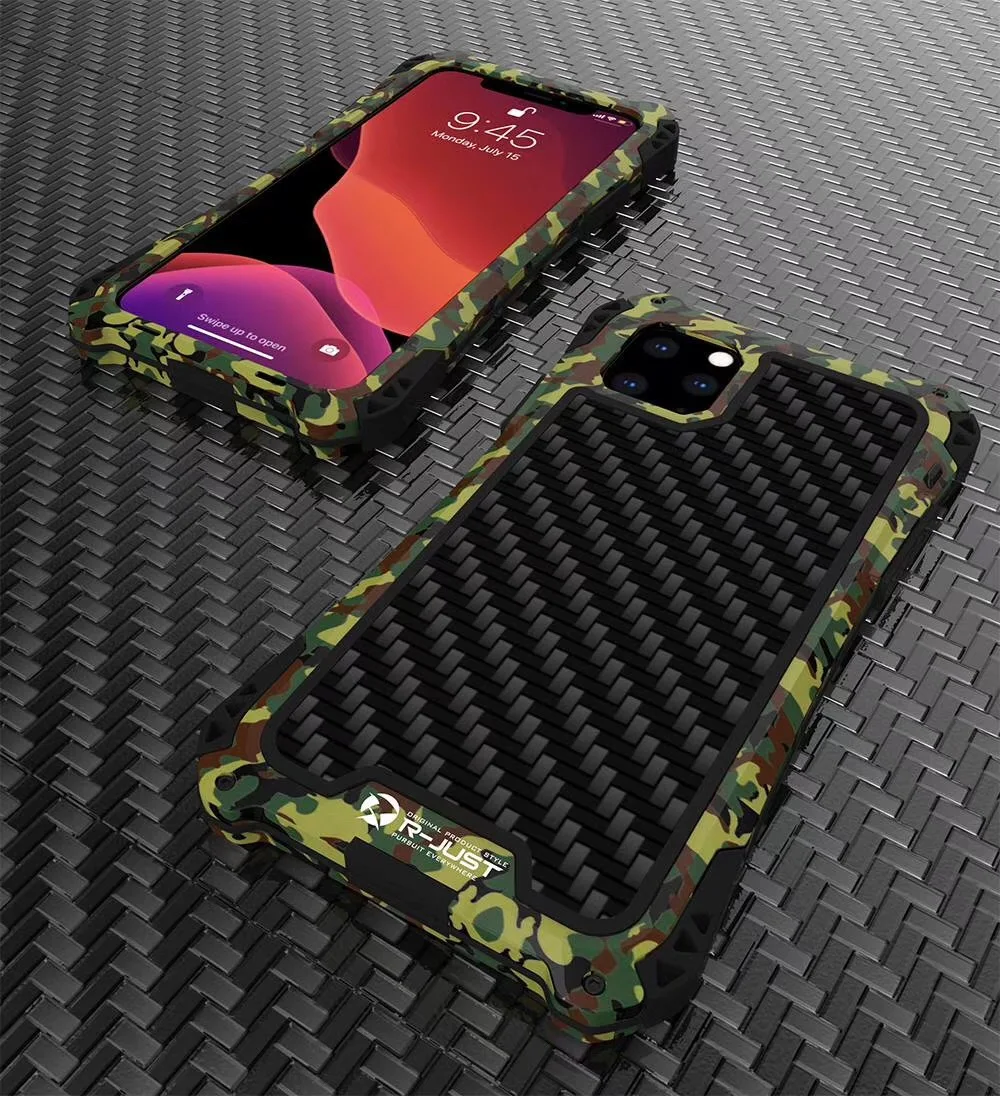 AMIRA противоударный Heavy Duty Прочный чехол-гибрид чехол для телефона для iphone 11 углеродного волокна тканевые чехлы для iphone 11 pro max чехол - Цвет: Army green