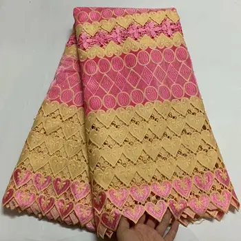 

New Arrival Velvet Fabric african Cord Lace tissu africain 5Yards High Quality african guipure lace patchwork fabric with stones