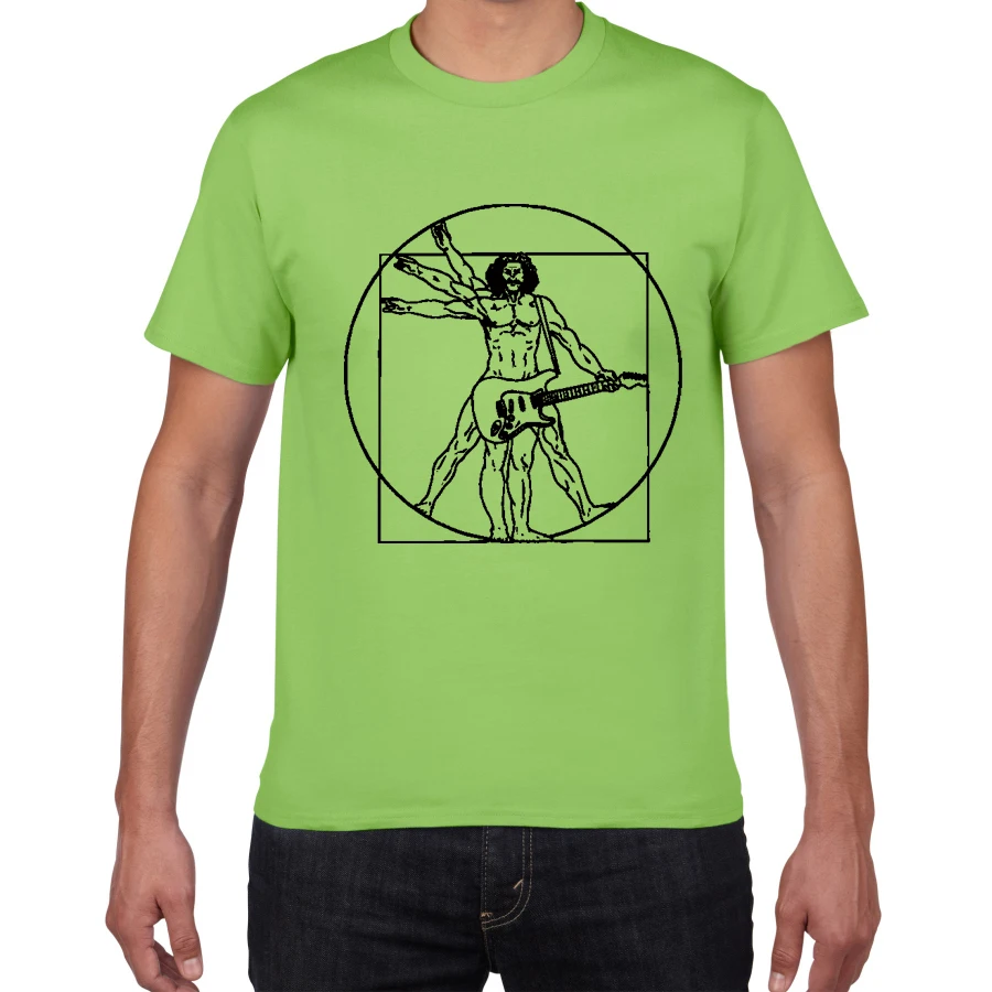Забавная Мужская футболка с гитарой да Винчи, винтажная рок-группа с графической музыкой, новинка, уличная футболка для мужчин, homme, мужская одежда - Цвет: B555MT green