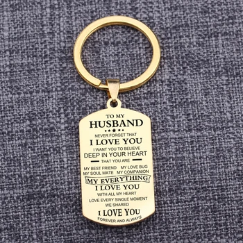 

Keychain To My Husband I Love You Inscription Lovers Couple Keychain Bag Charm Anniversary Dog Tag Gifts Jewelry Pendants