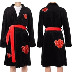 Anime Akatsuki Robe Cosplay Costume Bathrobe Fleece Warm Nightgown Robe Adult Men Women Winter Coat Sleepwear