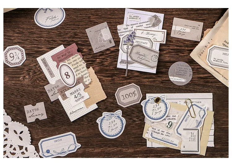 Yoofun 45 Stück verpackter Vintage-Notizblock, innovatives Memo-Etikett, Markierungspapier, Schreibwaren, Dekoration, Bürobedarf, Schule, Haftnotizen – Detail 12