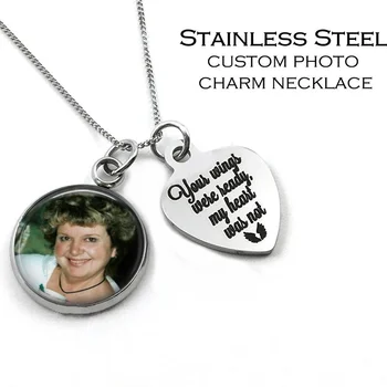 

Custom Mom photo necklace,Personalized Picture Charm Necklace,Stainless Steel Custom Photo Necklace Engraved Charm,Memorial