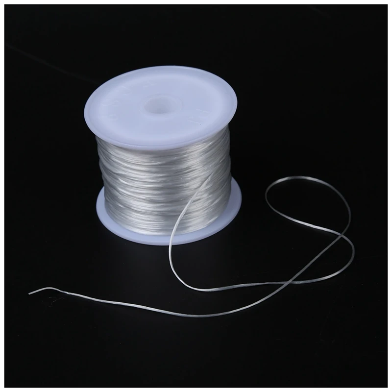 2 рулона 60 м эластичный кристалл шнур нить для изготовления ювелирных изделий, черный и белый