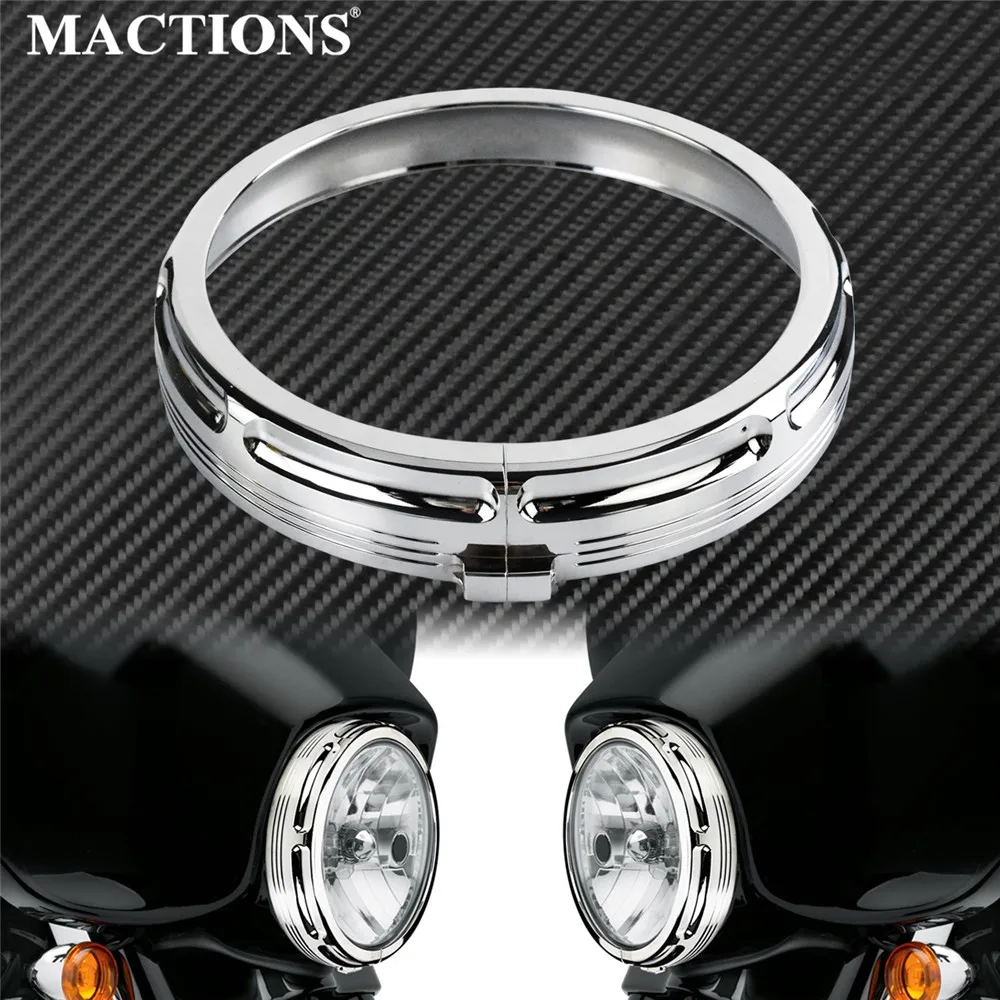 Couvercle de l'anneau de garniture des phares de moto, 7 pouces, adapté à  Harley Touring Road King Electra / Street / Tri Glide, en aluminium