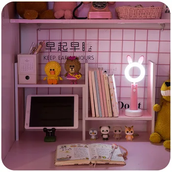 Girl Heart Kawaii Pink Bookshelf Organizer Dormitory Cute Simple White Desk Cabinet Storage Box Room Book