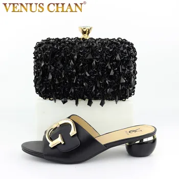 

2020 New Arrival Italian design Shoes and Bag Set Decorated with Rhinestone Shoes and Bag Set African Set Nigerian Party Pumps
