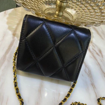 

2020 new double C Single Shoulder Messenger Bag Mini chain bag luxury designer sheepskin soft leather CC bag small square bag